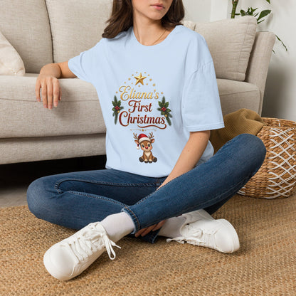 "First Christmas" T‑Shirt — Custom Name Baby Holiday Tee