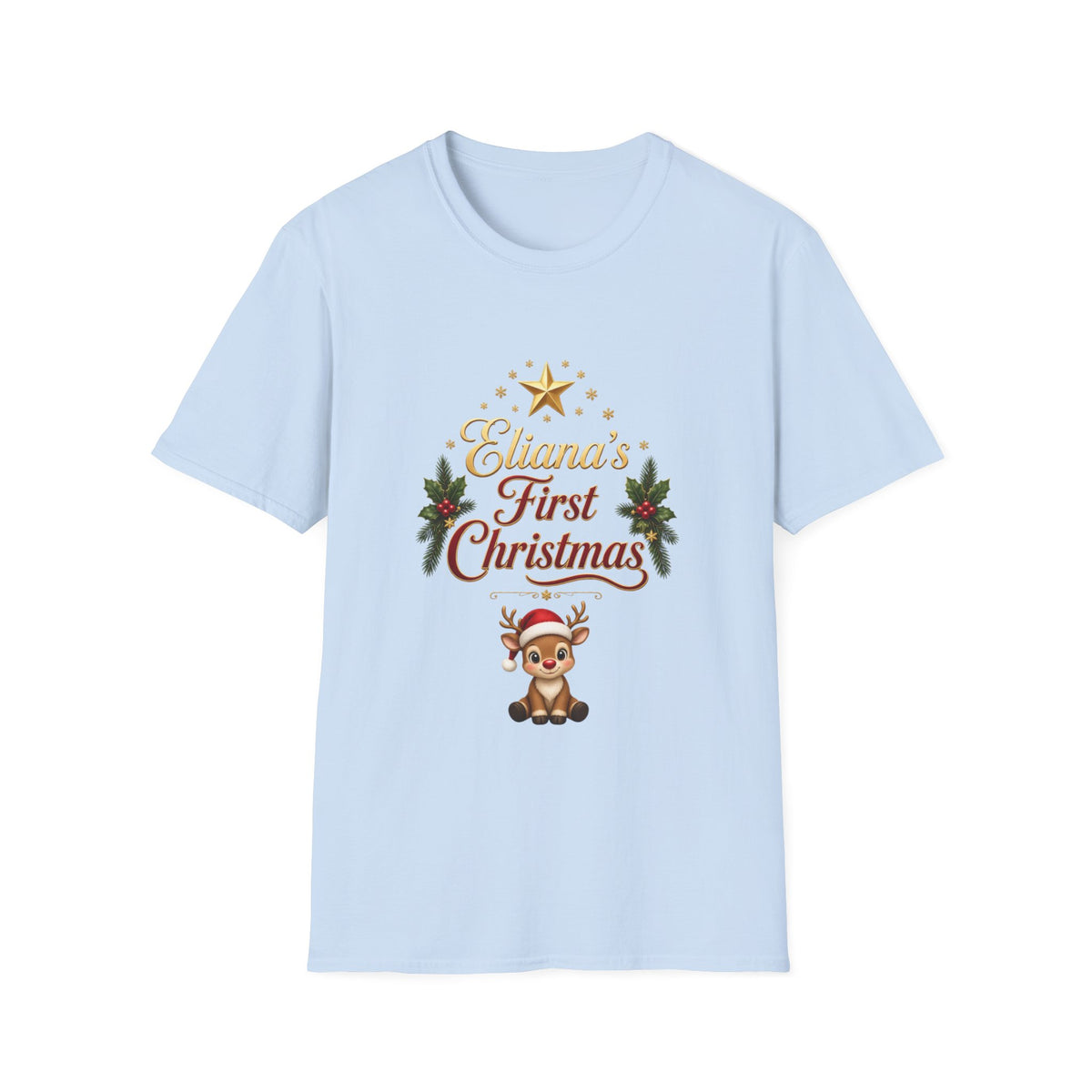 "First Christmas" T‑Shirt — Custom Name Baby Holiday Tee