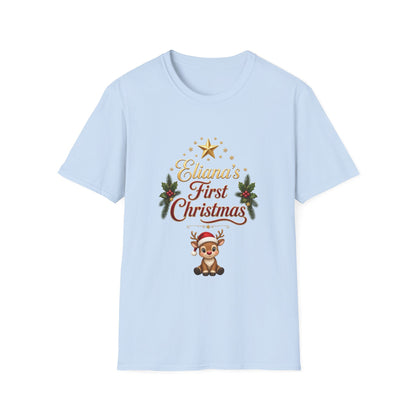 "First Christmas" T‑Shirt — Custom Name Baby Holiday Tee