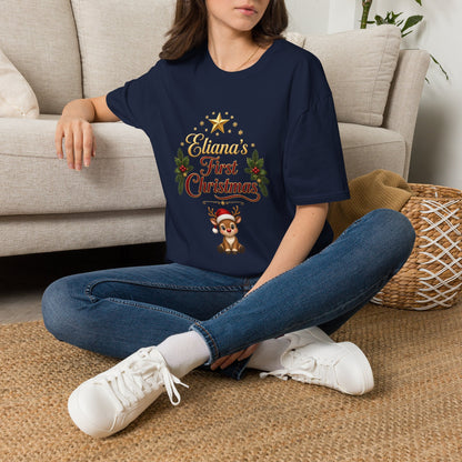 "First Christmas" T‑Shirt — Custom Name Baby Holiday Tee