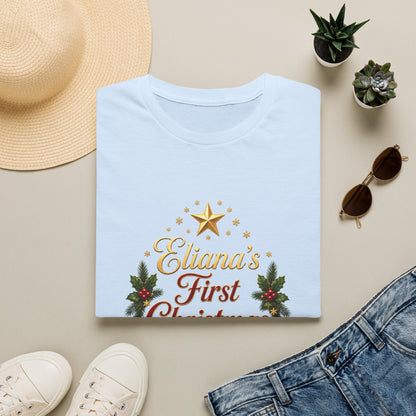 "First Christmas" T‑Shirt — Custom Name Baby Holiday Tee