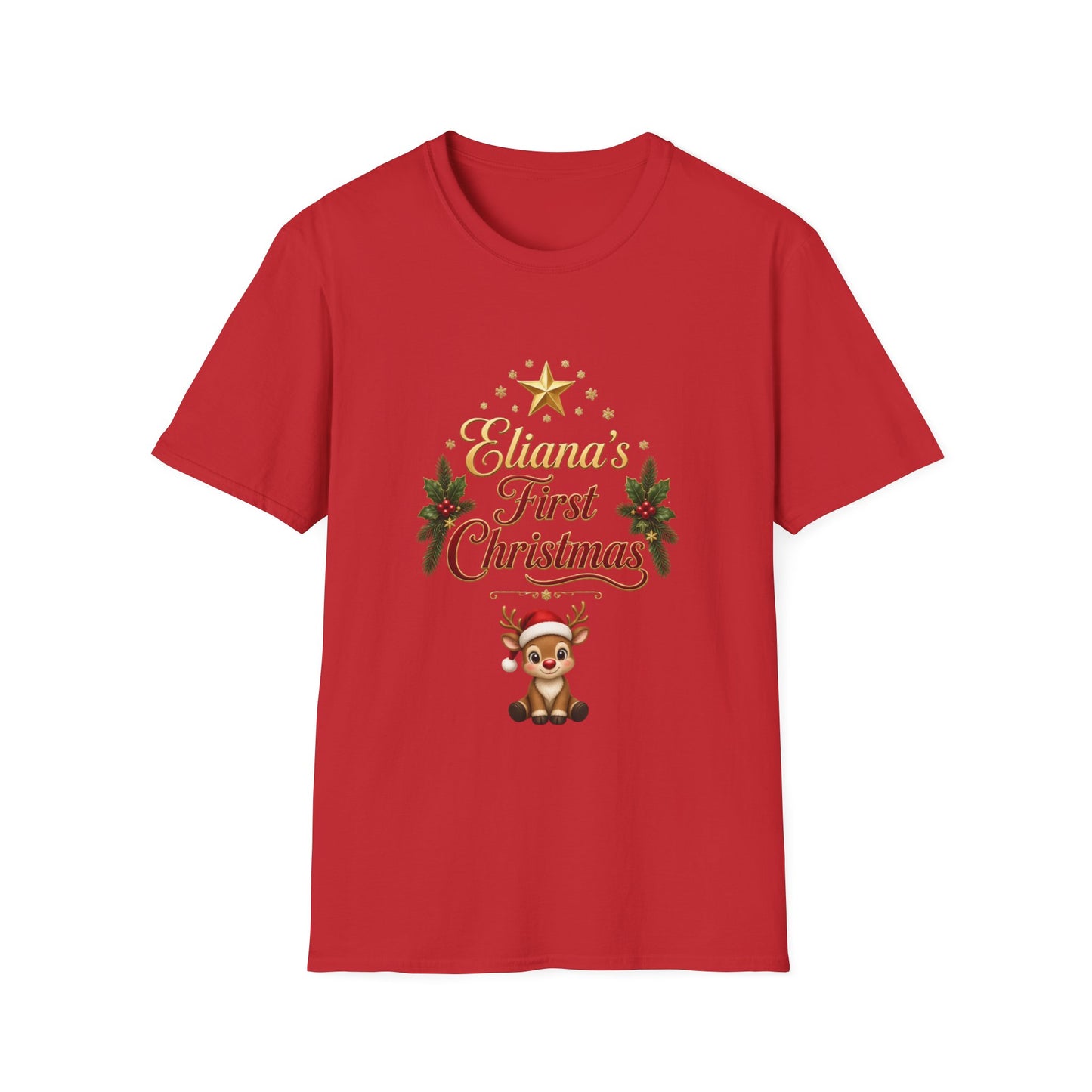 "First Christmas" T‑Shirt — Custom Name Baby Holiday Tee