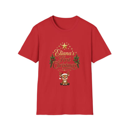 "First Christmas" T‑Shirt — Custom Name Baby Holiday Tee