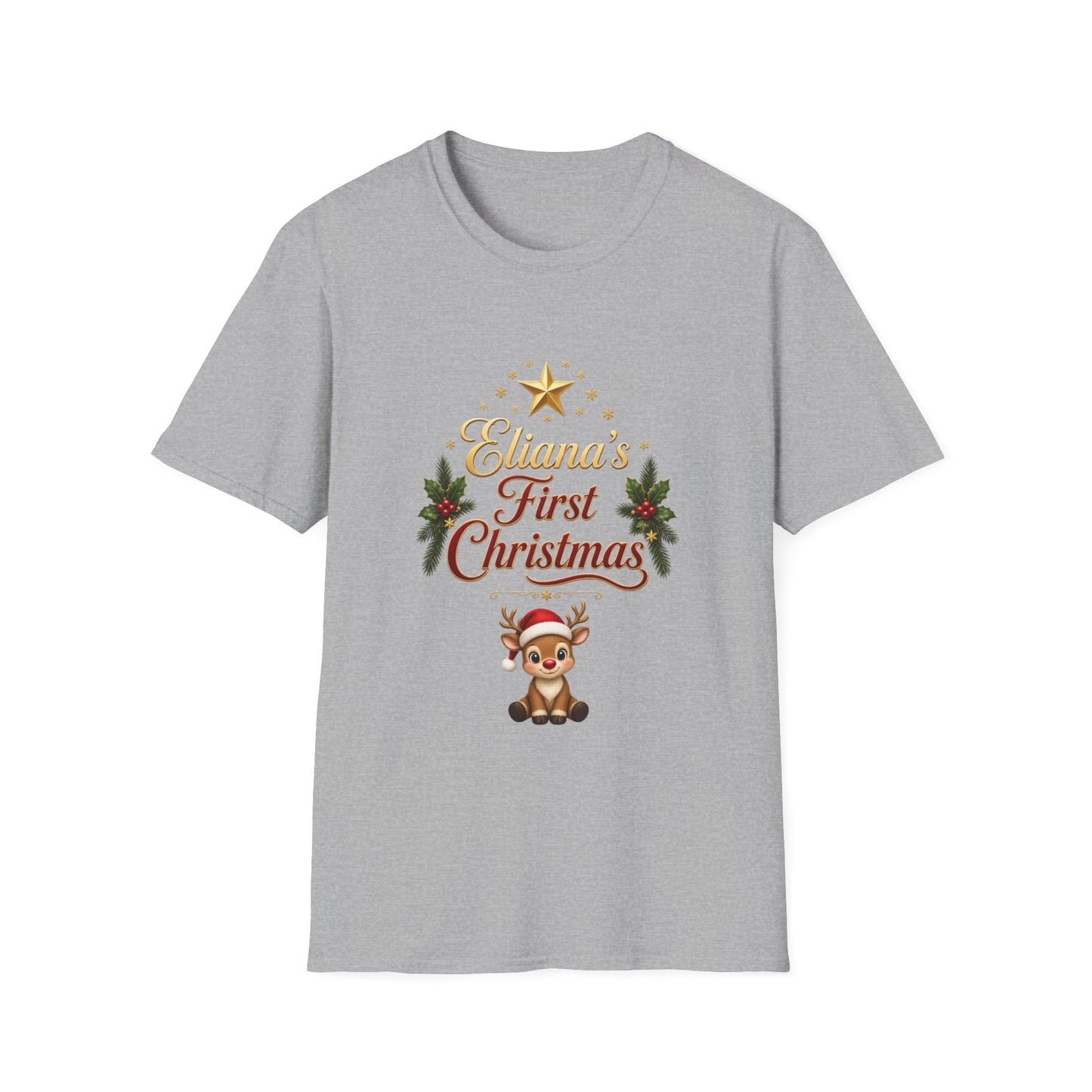 "First Christmas" T‑Shirt — Custom Name Baby Holiday Tee
