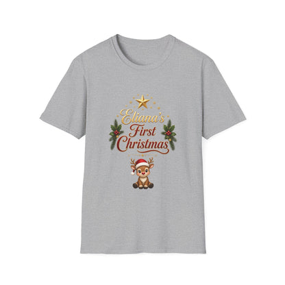 "First Christmas" T‑Shirt — Custom Name Baby Holiday Tee
