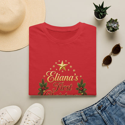 "First Christmas" T‑Shirt — Custom Name Baby Holiday Tee
