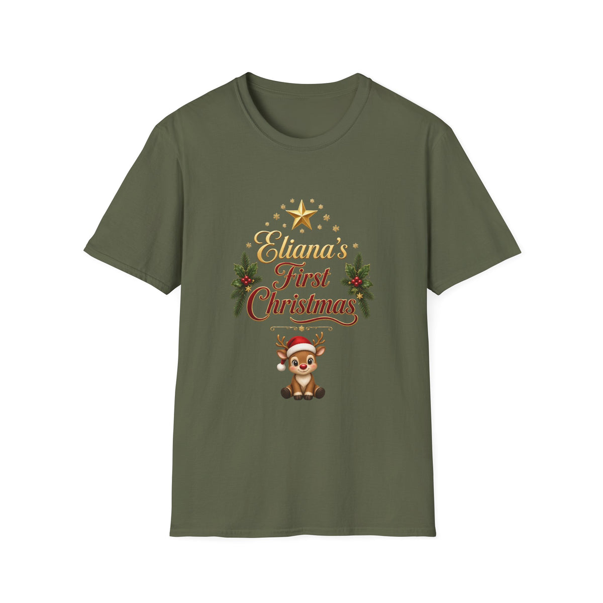 "First Christmas" T‑Shirt — Custom Name Baby Holiday Tee