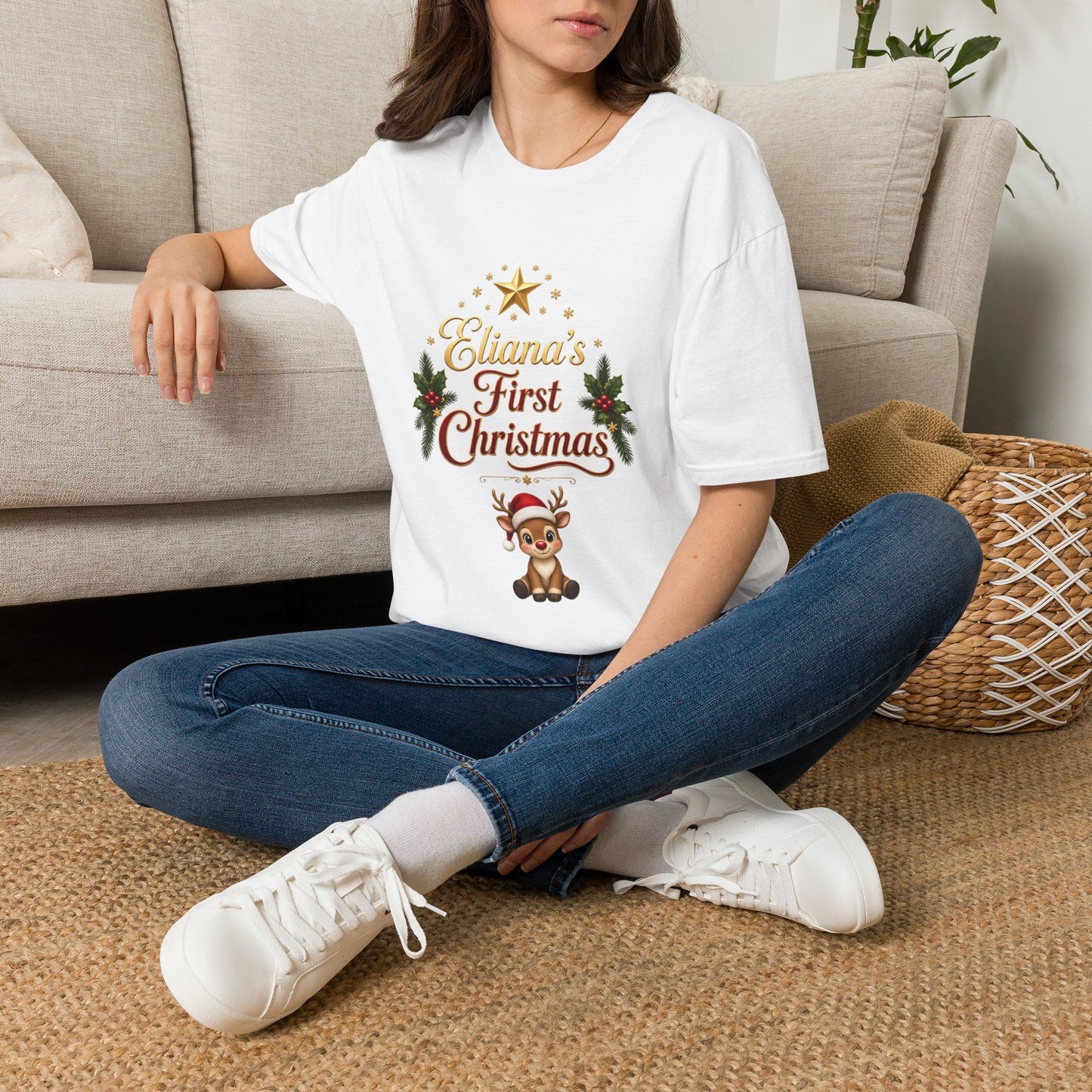 "First Christmas" T‑Shirt — Custom Name Baby Holiday Tee