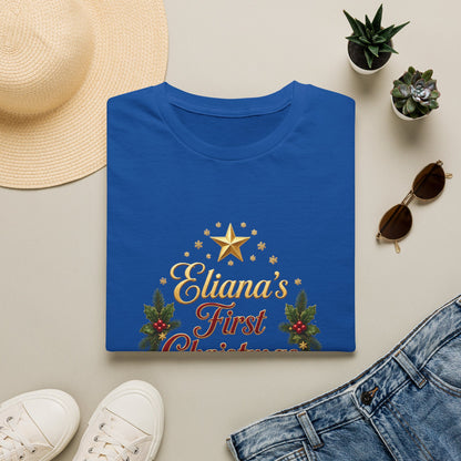 "First Christmas" T‑Shirt — Custom Name Baby Holiday Tee