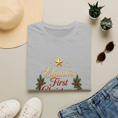 "First Christmas" T‑Shirt — Custom Name Baby Holiday Tee