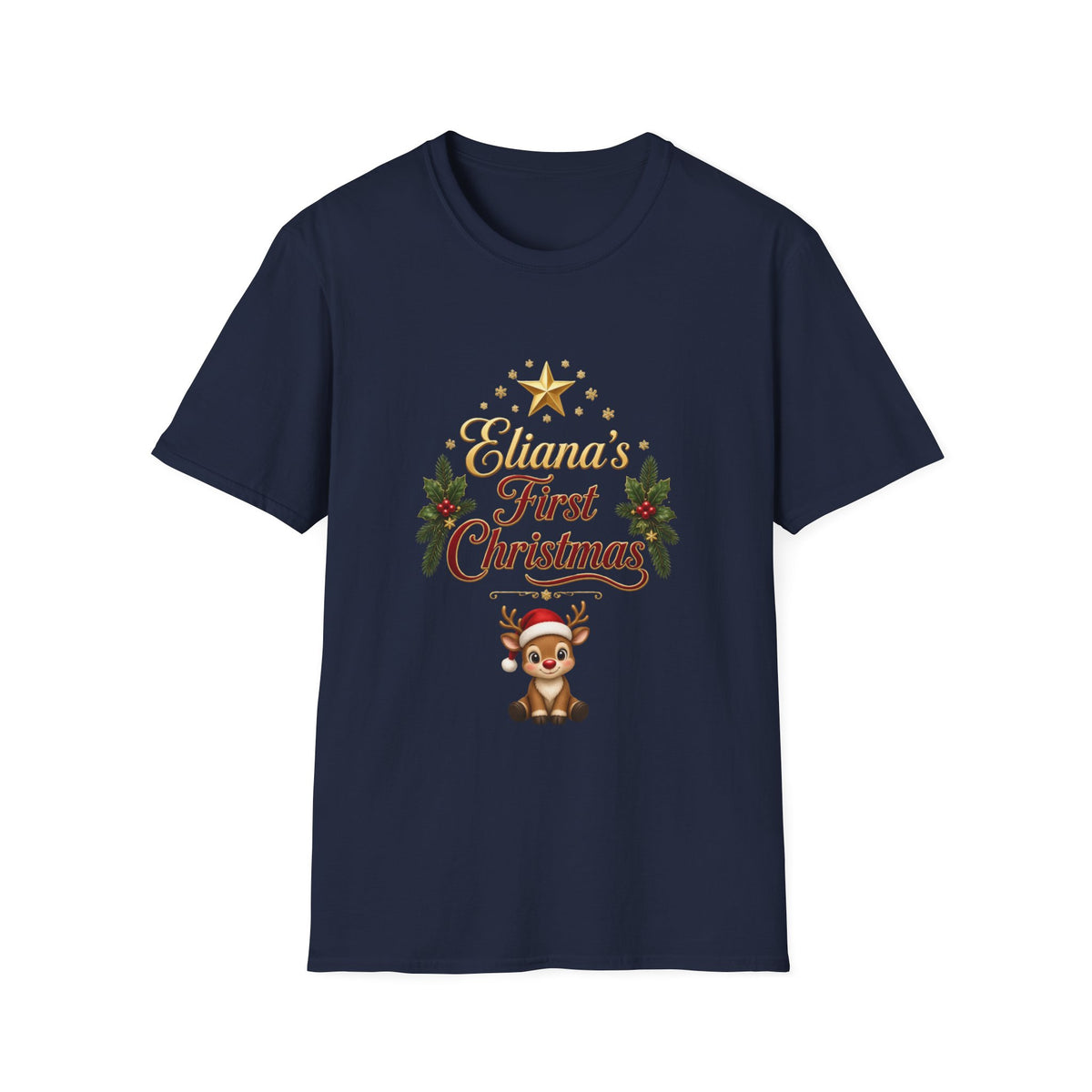 "First Christmas" T‑Shirt — Custom Name Baby Holiday Tee