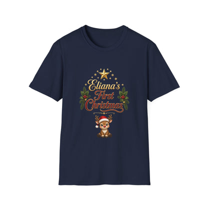 "First Christmas" T‑Shirt — Custom Name Baby Holiday Tee