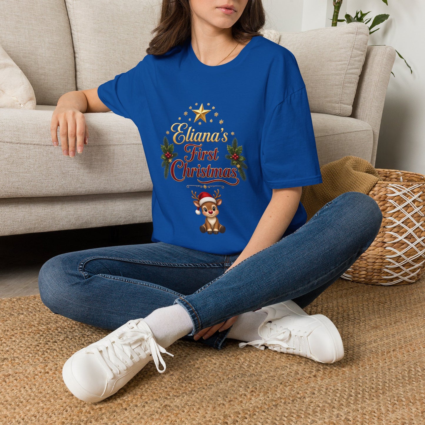 "First Christmas" T‑Shirt — Custom Name Baby Holiday Tee