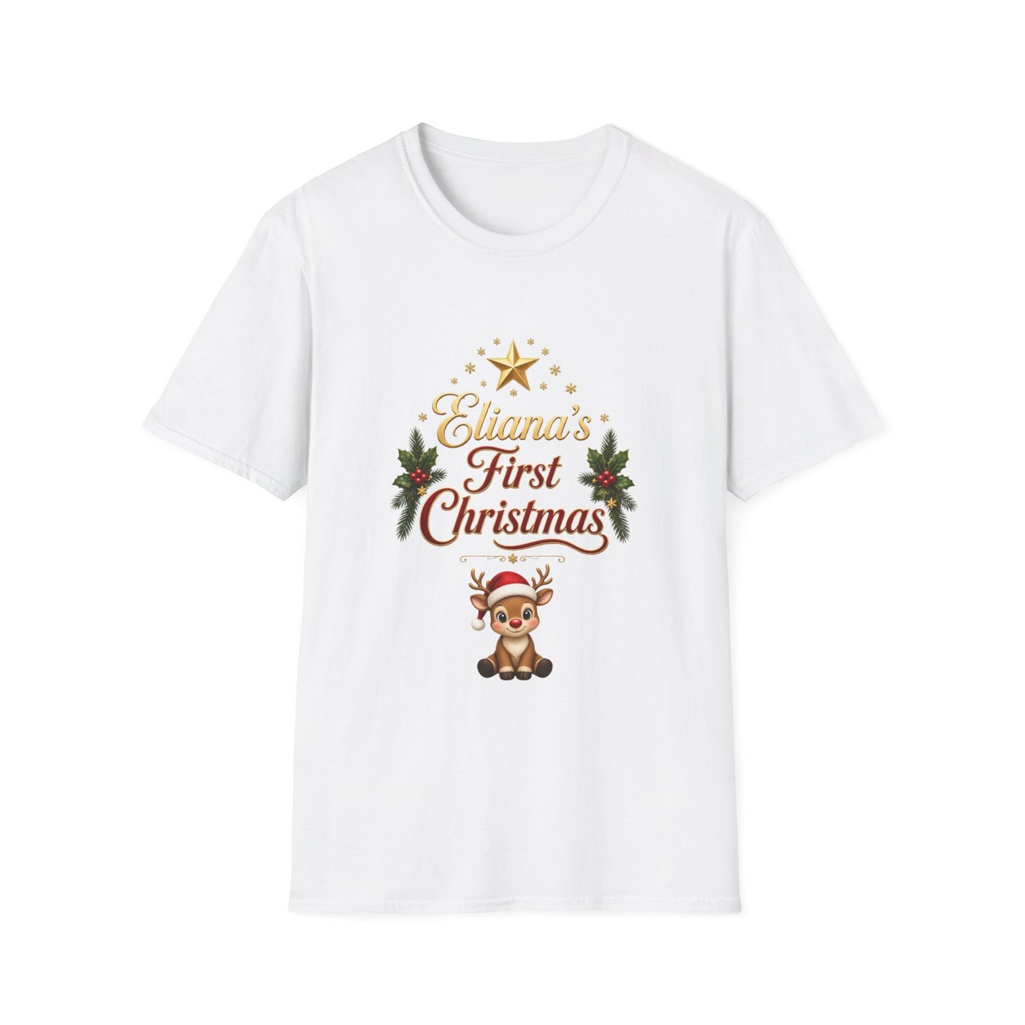 "First Christmas" T‑Shirt — Custom Name Baby Holiday Tee