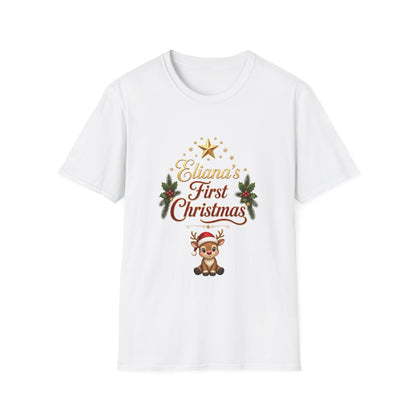 "First Christmas" T‑Shirt — Custom Name Baby Holiday Tee
