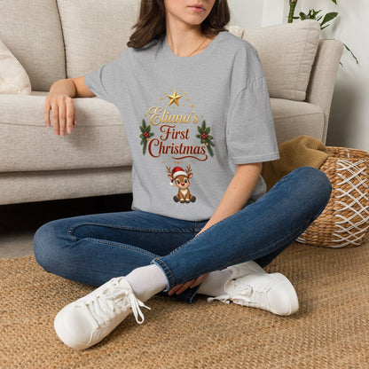 "First Christmas" T‑Shirt — Custom Name Baby Holiday Tee