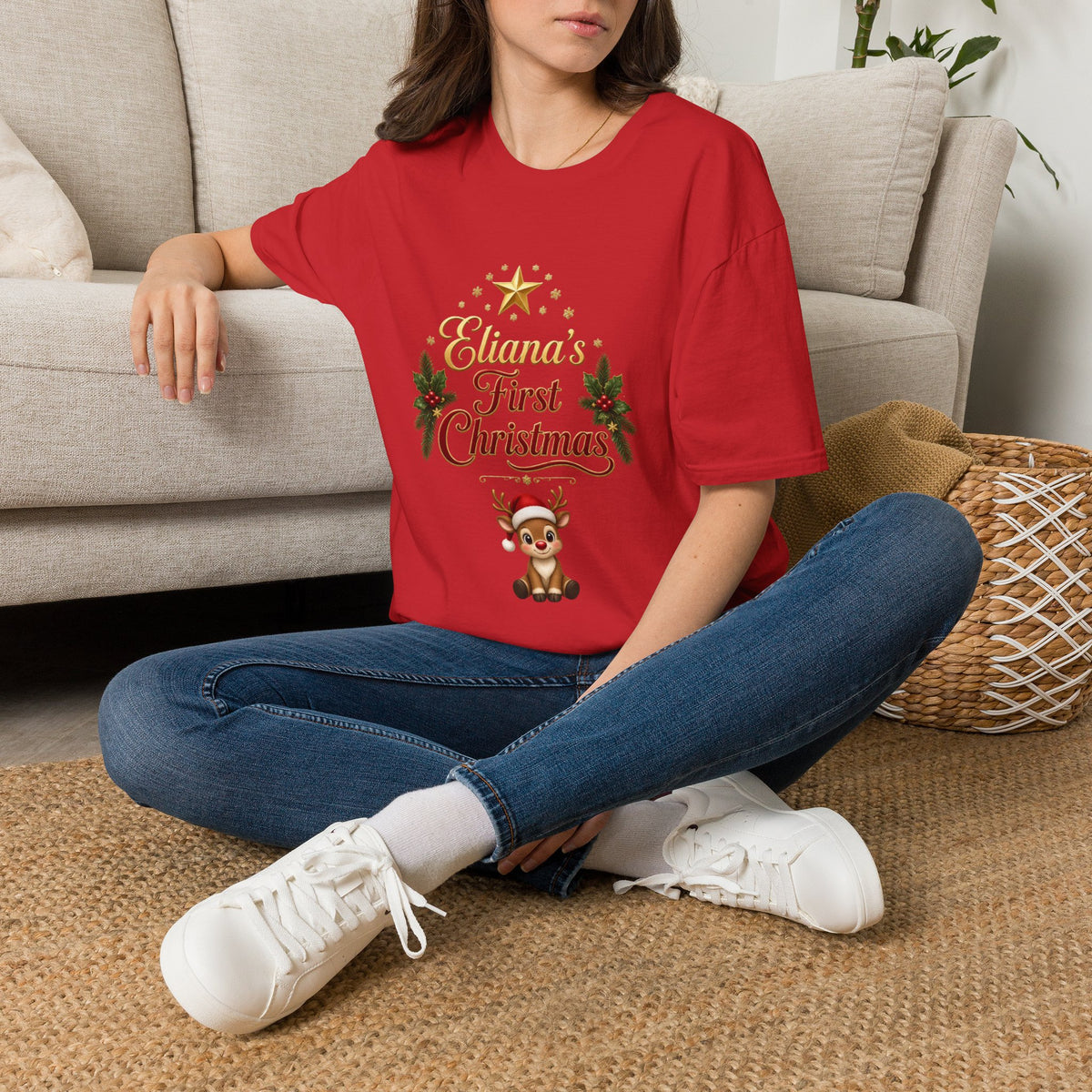 "First Christmas" T‑Shirt — Custom Name Baby Holiday Tee